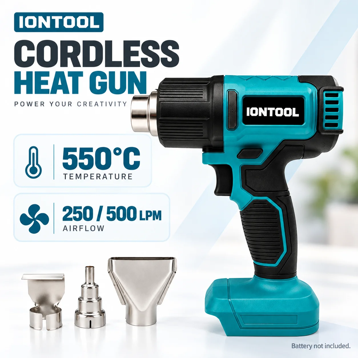 Cordless Heat Gun For Shrink Tubing - IONTOOL Cordless Heat Gun 550℃ for