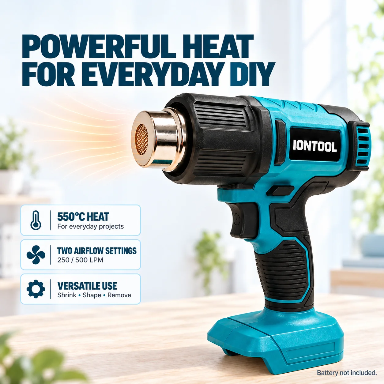 IONTOOL Cordless Heat Gun 550℃ - огляд і ціна Cordless Heat Gun For Shrink Tubing