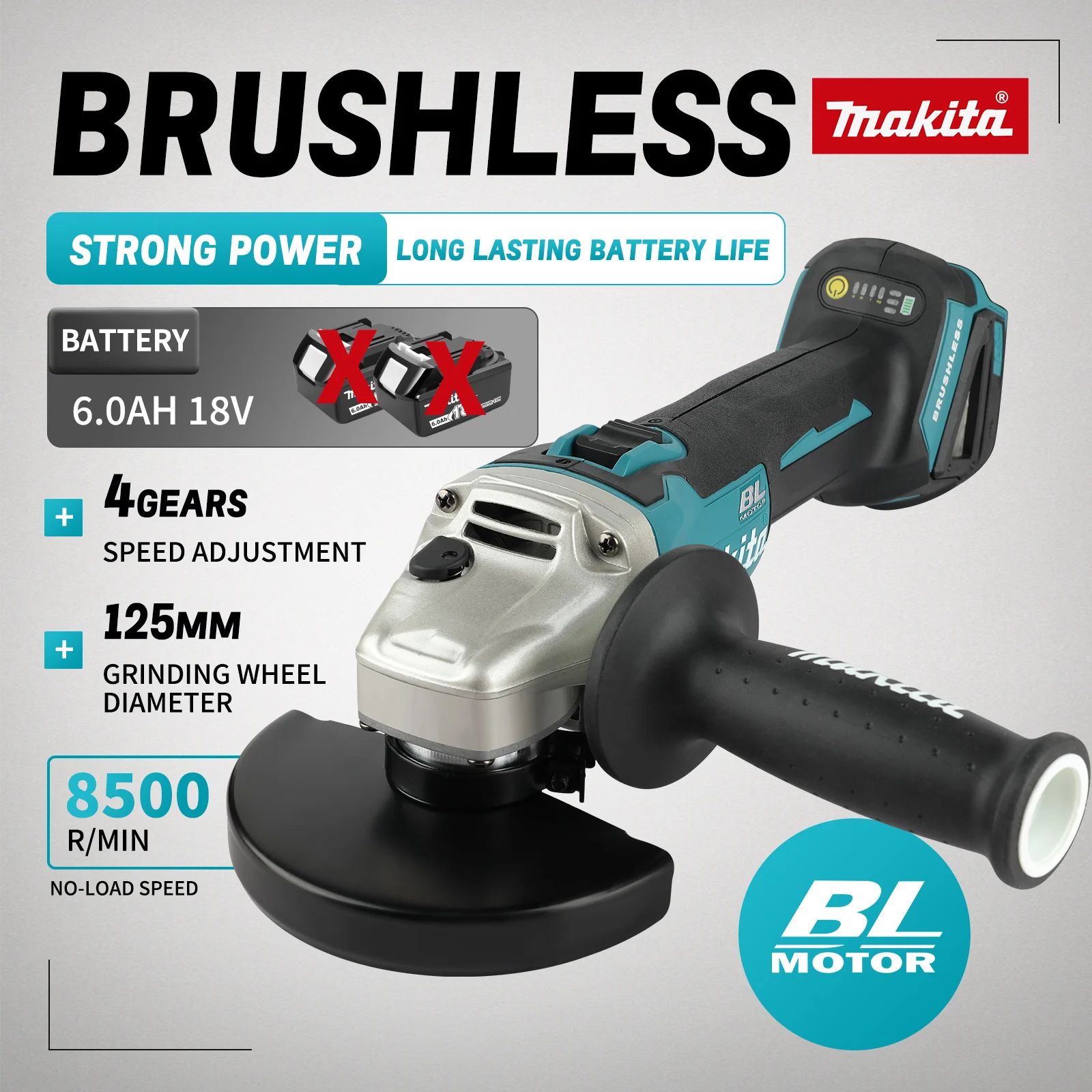 DGA404 100/125mm Brushless Lit - огляд і ціна Brushless Angle Grinder Battery Powered