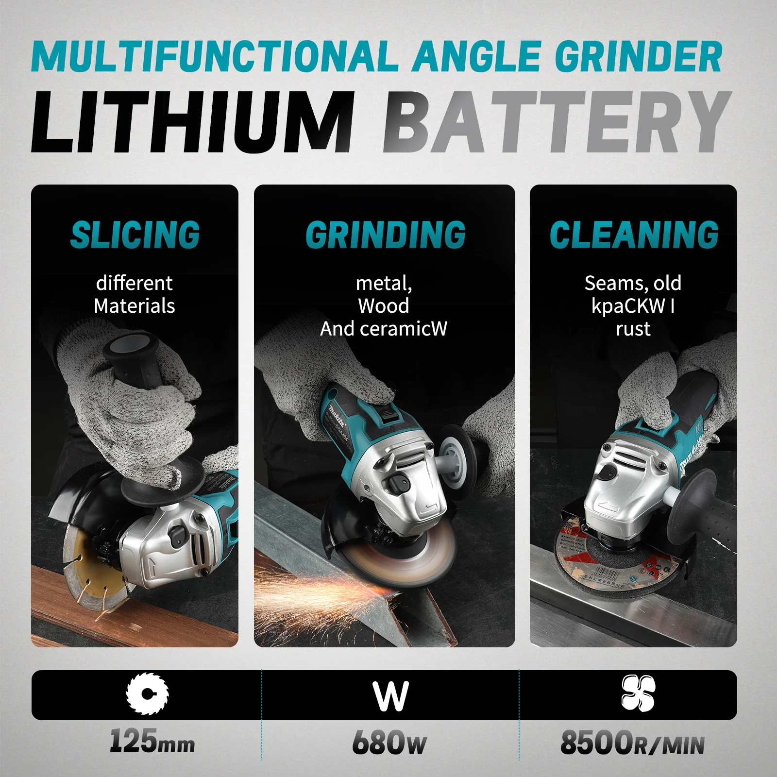 DGA404 100/125mm Brushless Lit - огляд і ціна Brushless Angle Grinder Battery Powered
