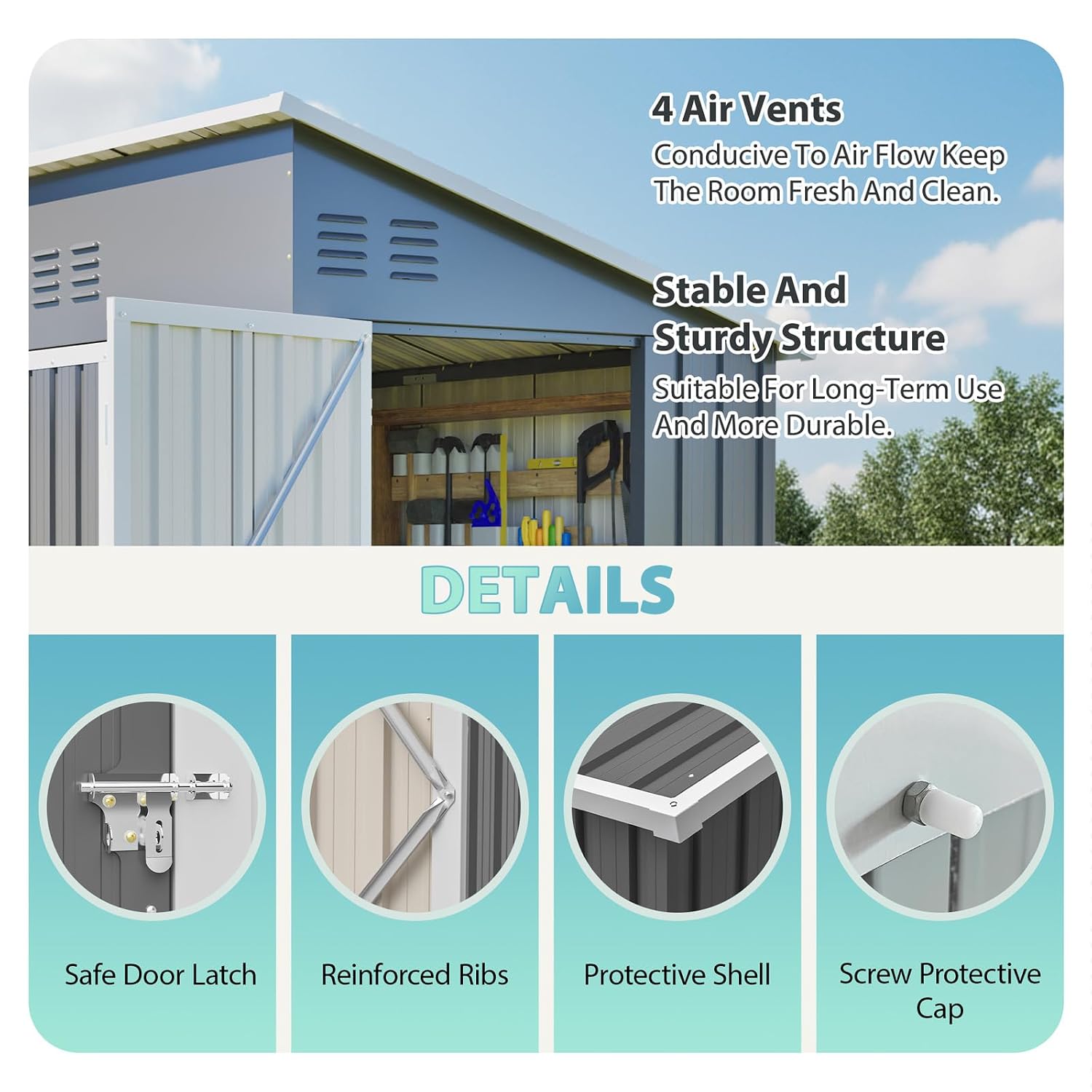 8x4 FT Outdoor Storage Shed wi - огляд і ціна Garden Tools